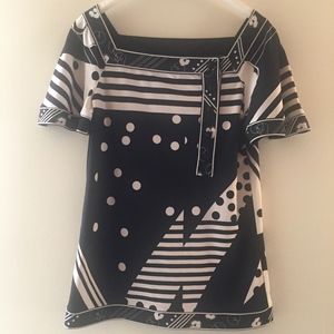 BCBGMaxAzria vintage print flutter sleeves top